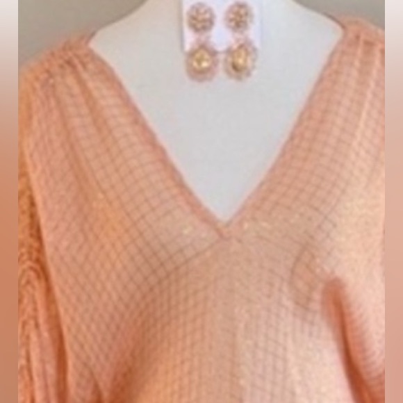 NWT Size Small Peach & Gold Maxi Caftan Dress by America & Beyond - Picture 1 of 4